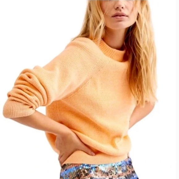 Free People Mock Neck Pullover Sweater Orange Zest Size XS - Picture 9 of 12